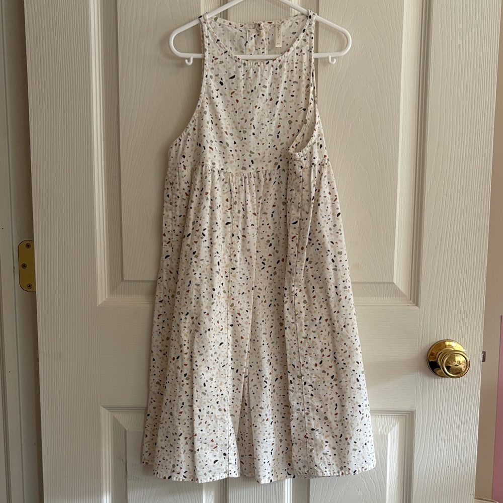 Rylee + Cru White Dress with earth tone Speckles